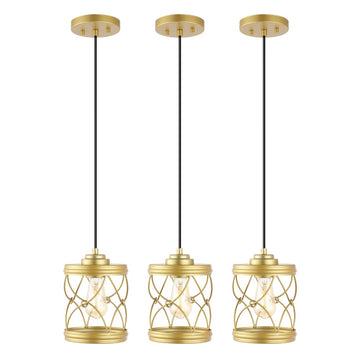 Marelle 6.5" Farmhouse Industrial Iron Filigree Caged Jar LED Pendant - JONATHAN Y